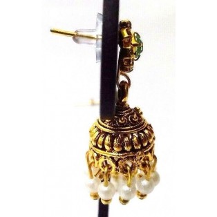 Golden Oxidized Earrings Ethnic Imitation Jewelry Drop Dangle Chandelier - EA53